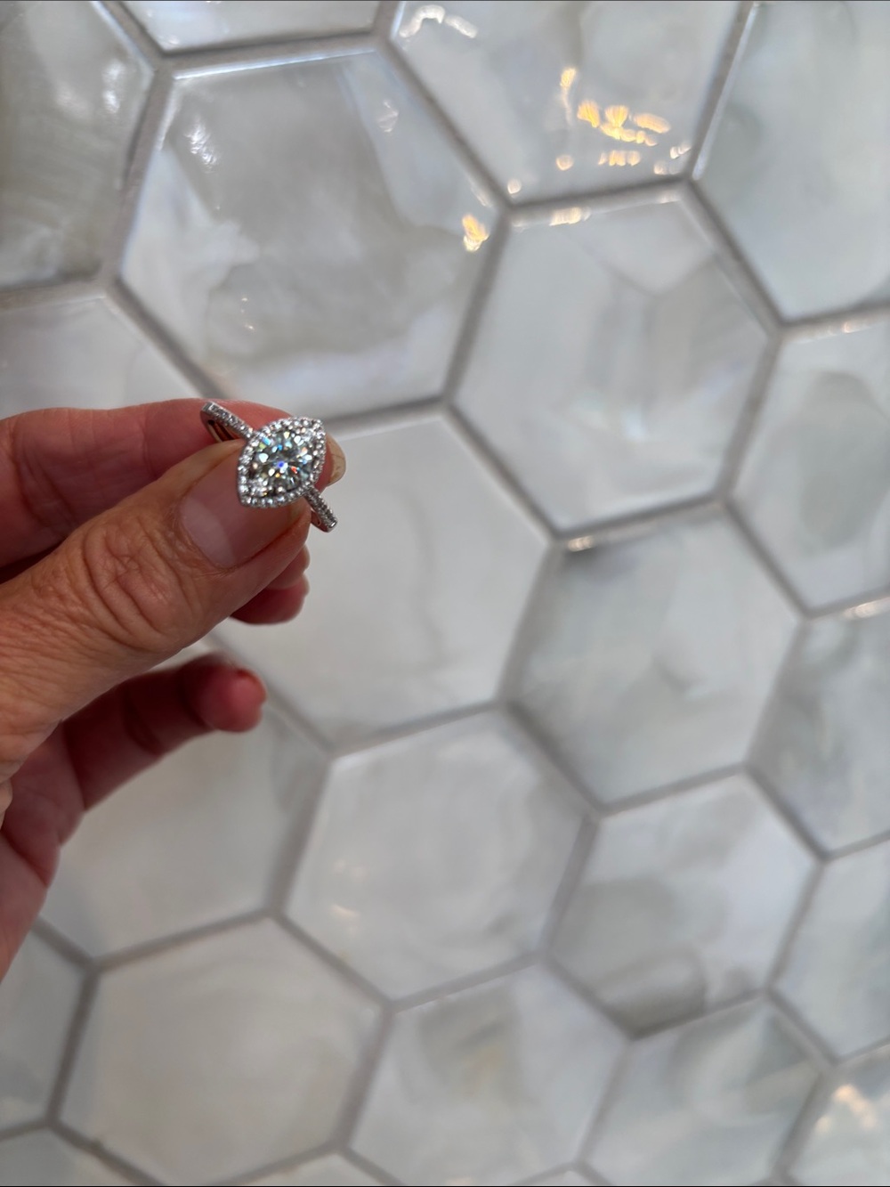Classic Halo Marquise Diamond Ring in Silver